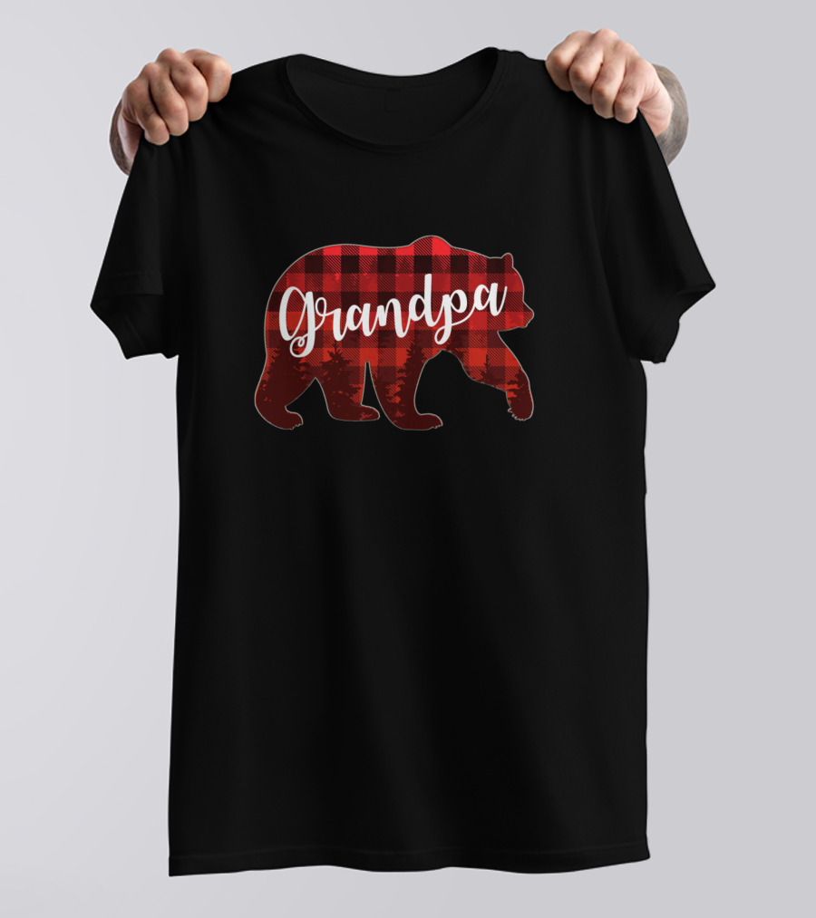 Grandpa Bear Red Plaid Matching Family T-Shirt