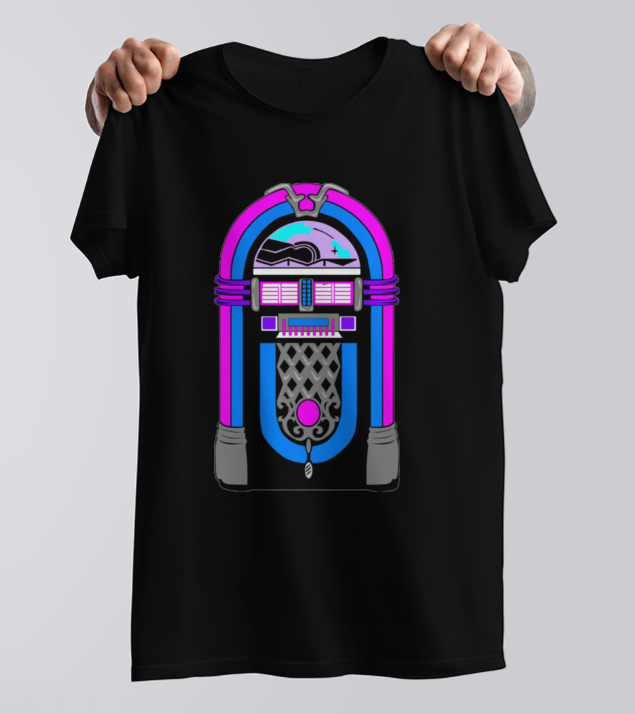 Retro Jukebox Neon Vibes Classic Music T-Shirt