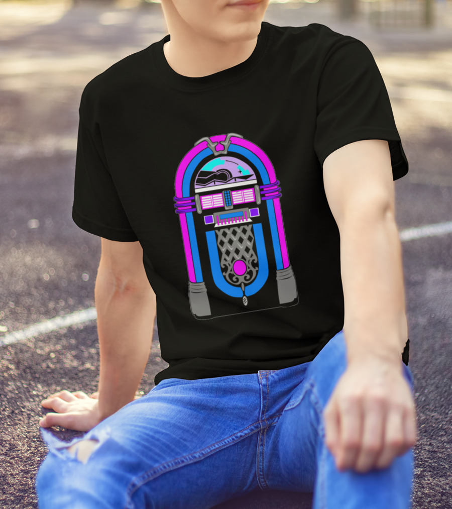 Retro Jukebox Neon Vibes Classic Music T-Shirt