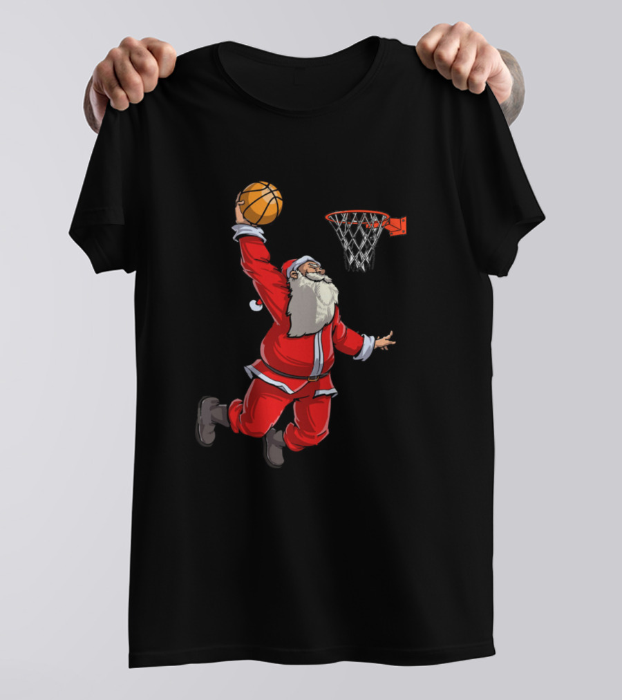 Santa Claus Slam Dunk Basketball T-Shirt