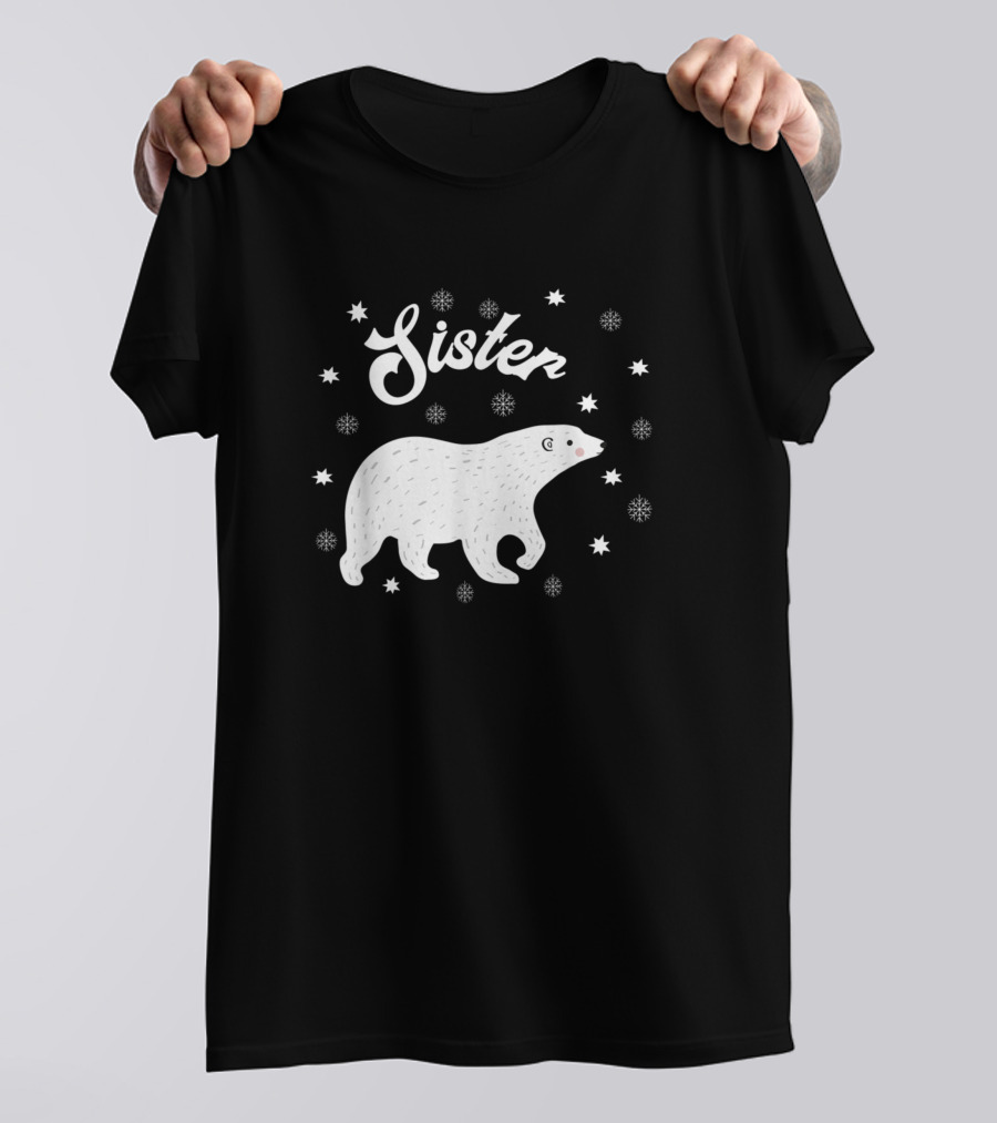 Sister Bear Family Christmas Snowflake Stars Xmas Pyjamas T-Shirt