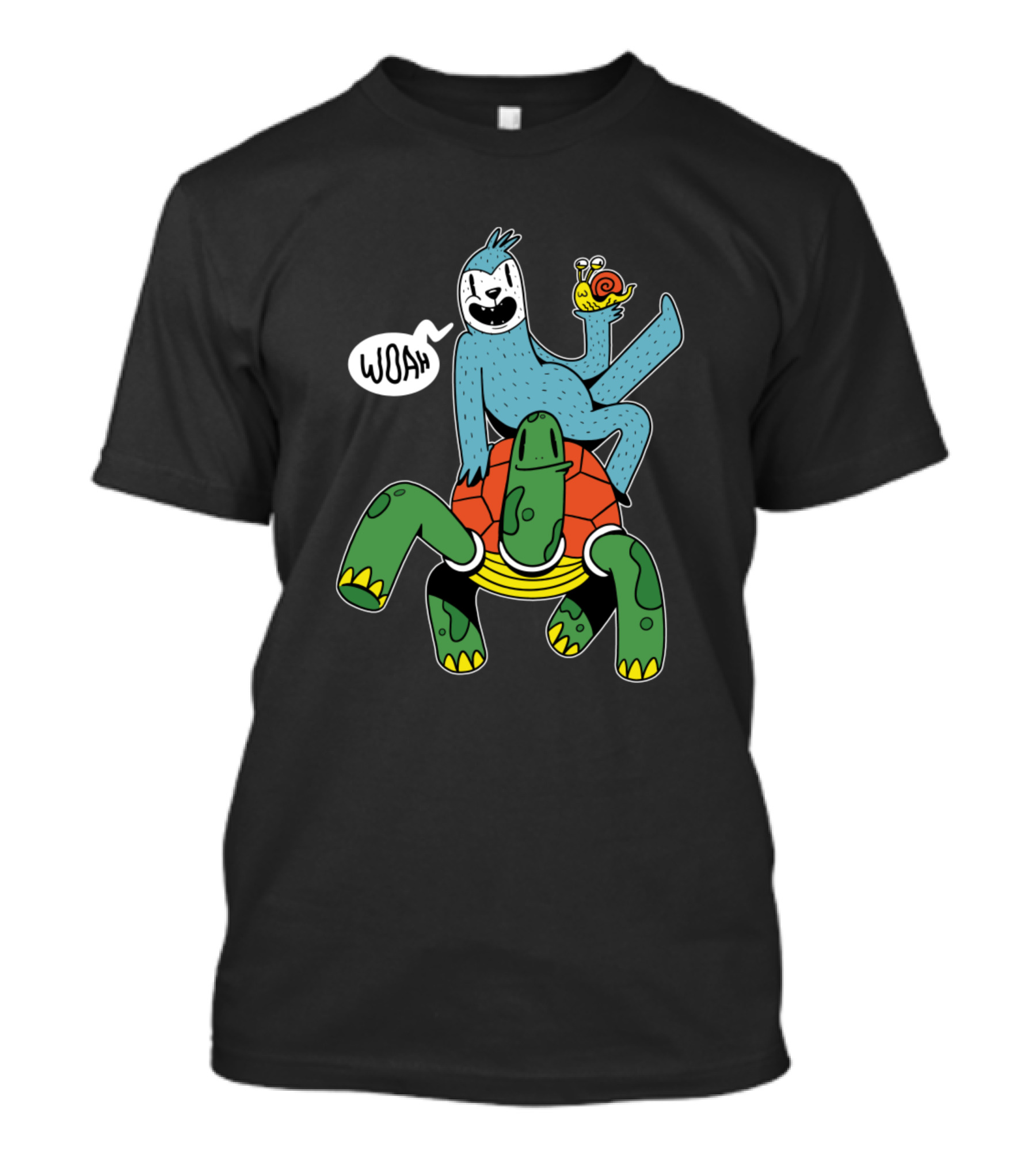 Woah Sloth Turtle Snail Piggyback Sluggish Animals Running T-Shirt