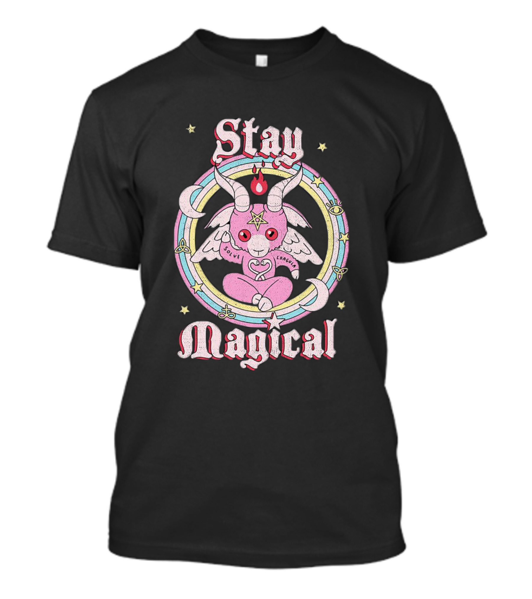 Stay Magical Pentagram Pastel Satanic Goat Wings Stars Mystical Aesthetic T-Shirt