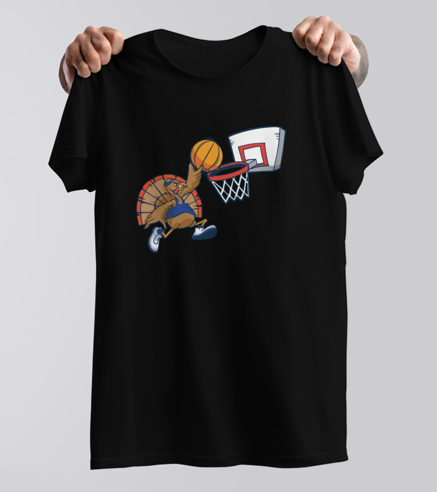 Thankful For Basketball Dunking Turkey T-Shirt