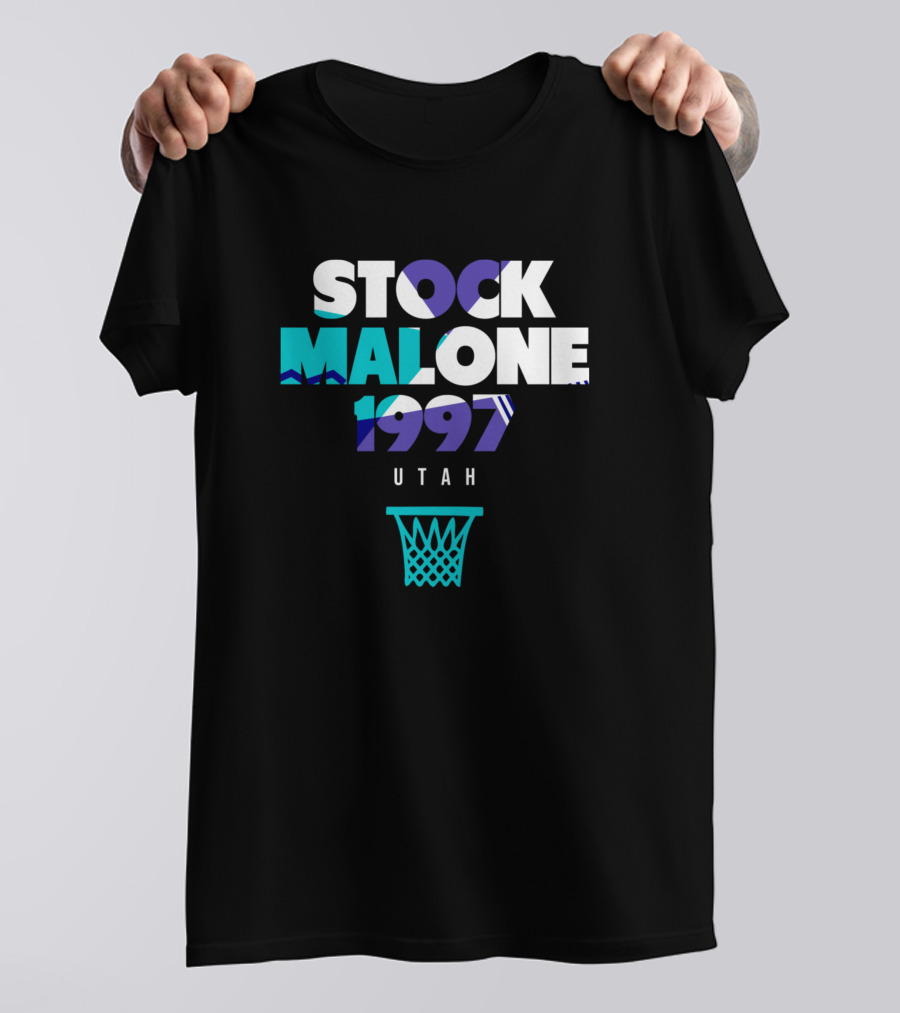 Stock Malone 1997 Utah Basketball Legends T-Shirt