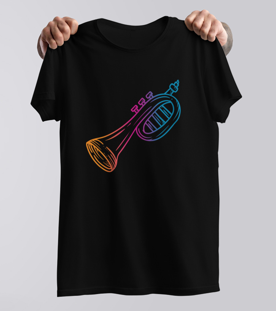 Colorful Neon Trumpet Sketch T-Shirt