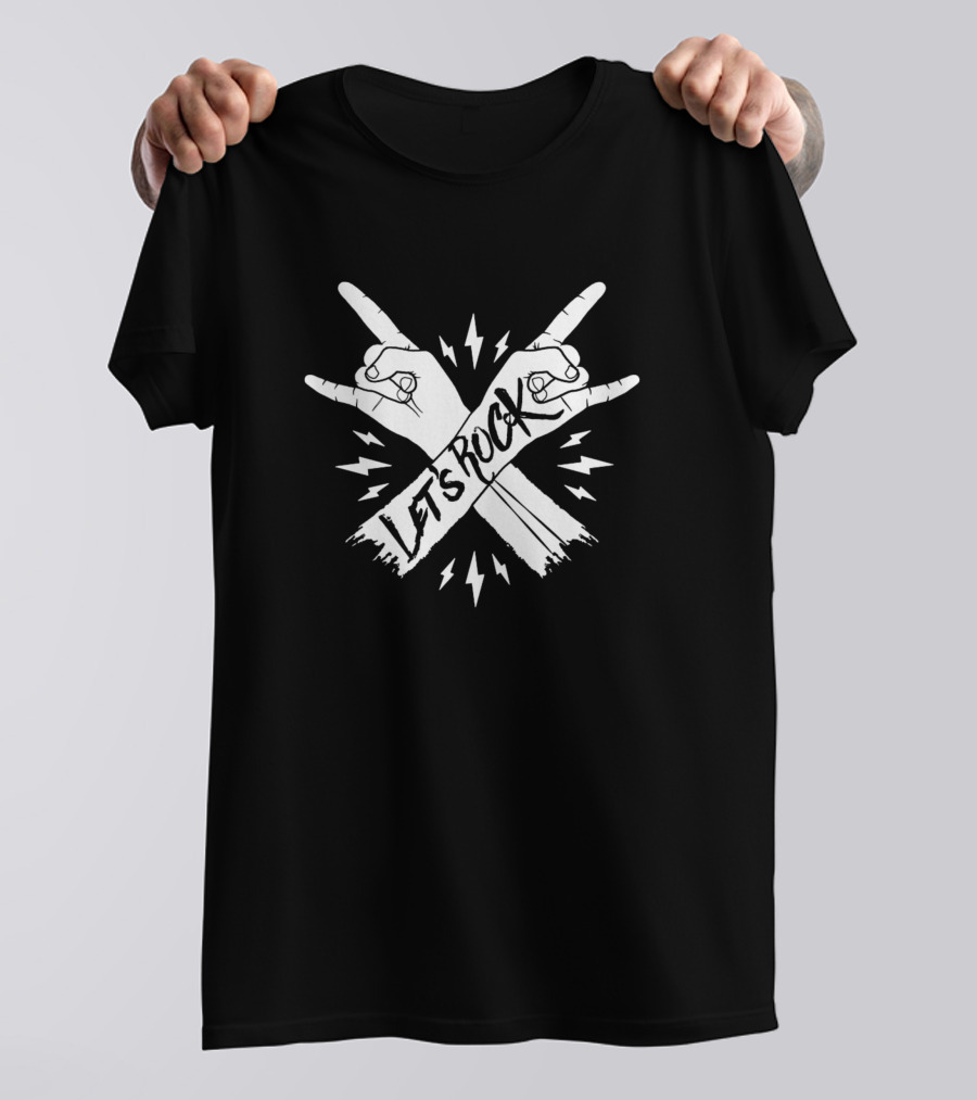 Let’s Rock Two Crossed Rock Hands Gesture T-Shirt