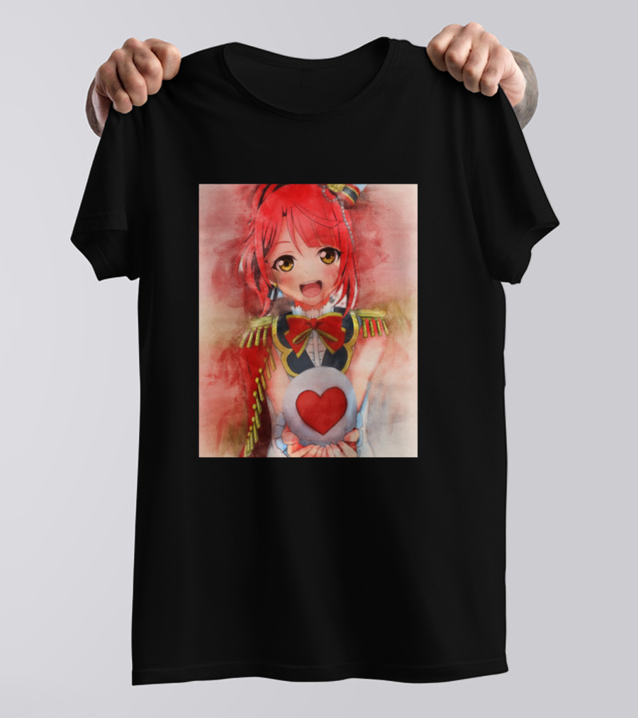Uehara Ayumu Anime Girl Red Heart Watercolor T-Shirt