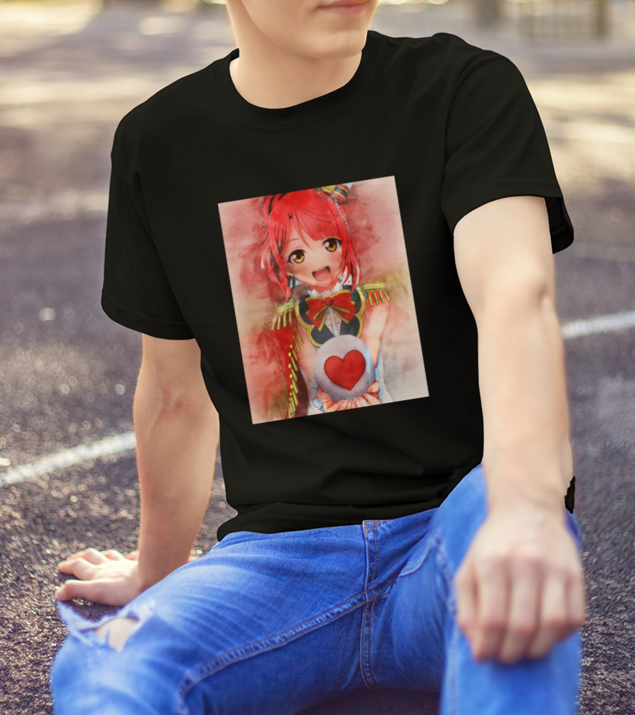 Uehara Ayumu Anime Girl Red Heart Watercolor T-Shirt