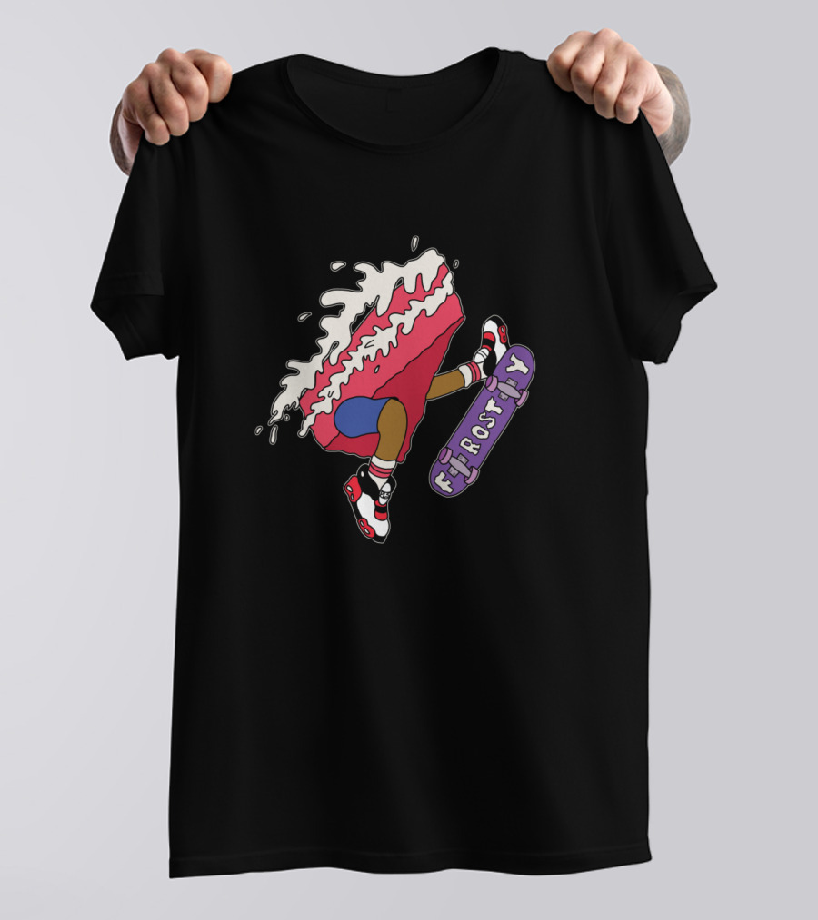 Velvet Boarder Frosty Skateboarding Cake Slice With Sneakers T-Shirt