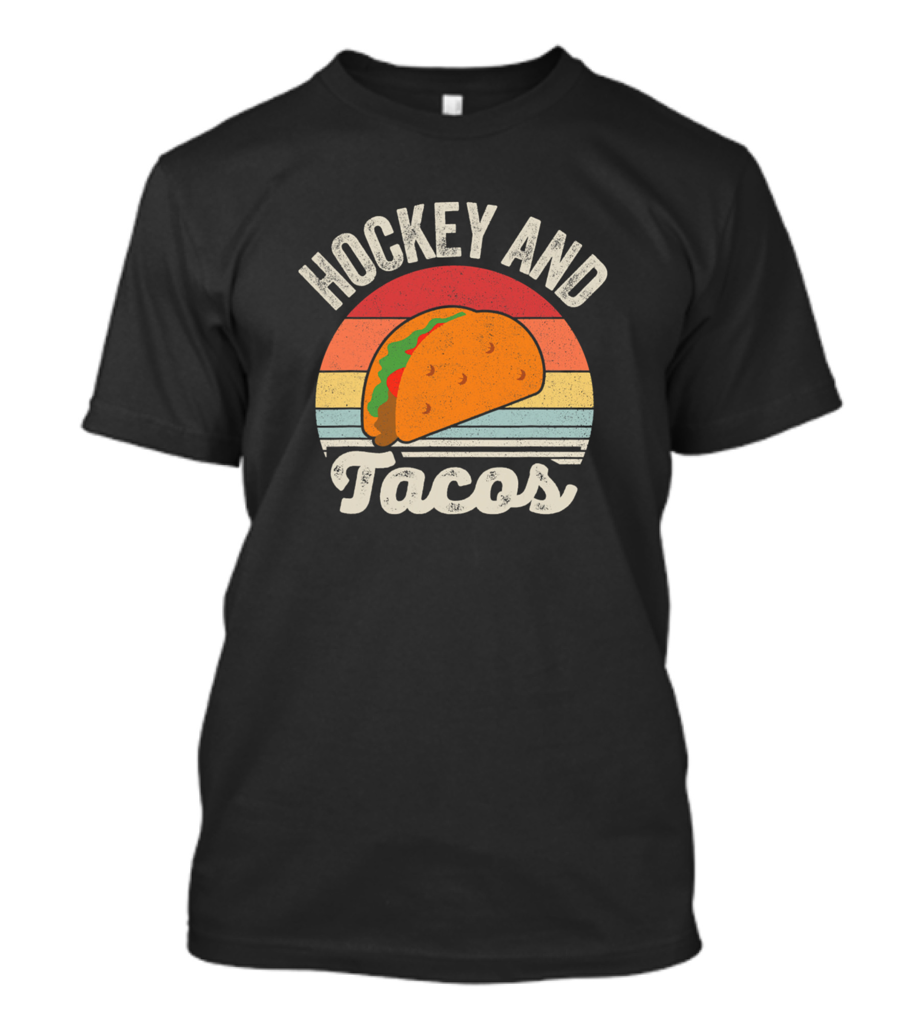 Hockey And Tacos Vintage Retro Sunset T-Shirt