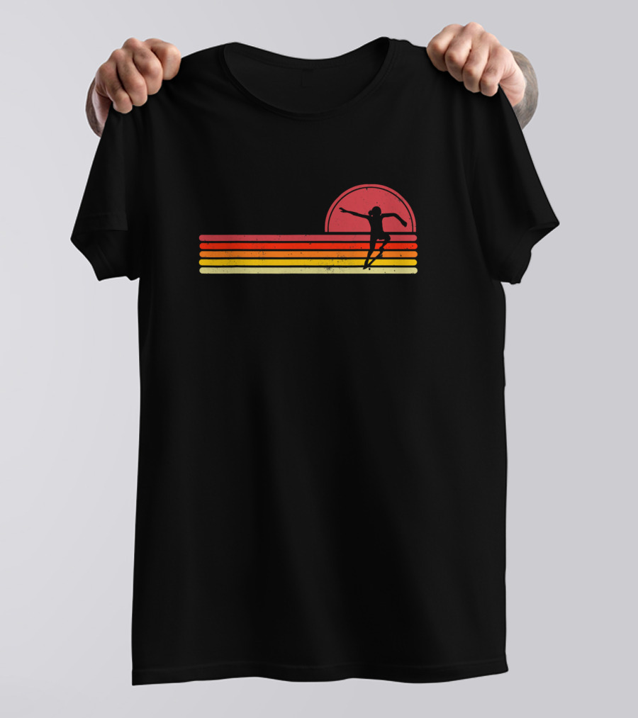 Vintage Retro Skater Girl Skateboarding Sunset T-Shirt