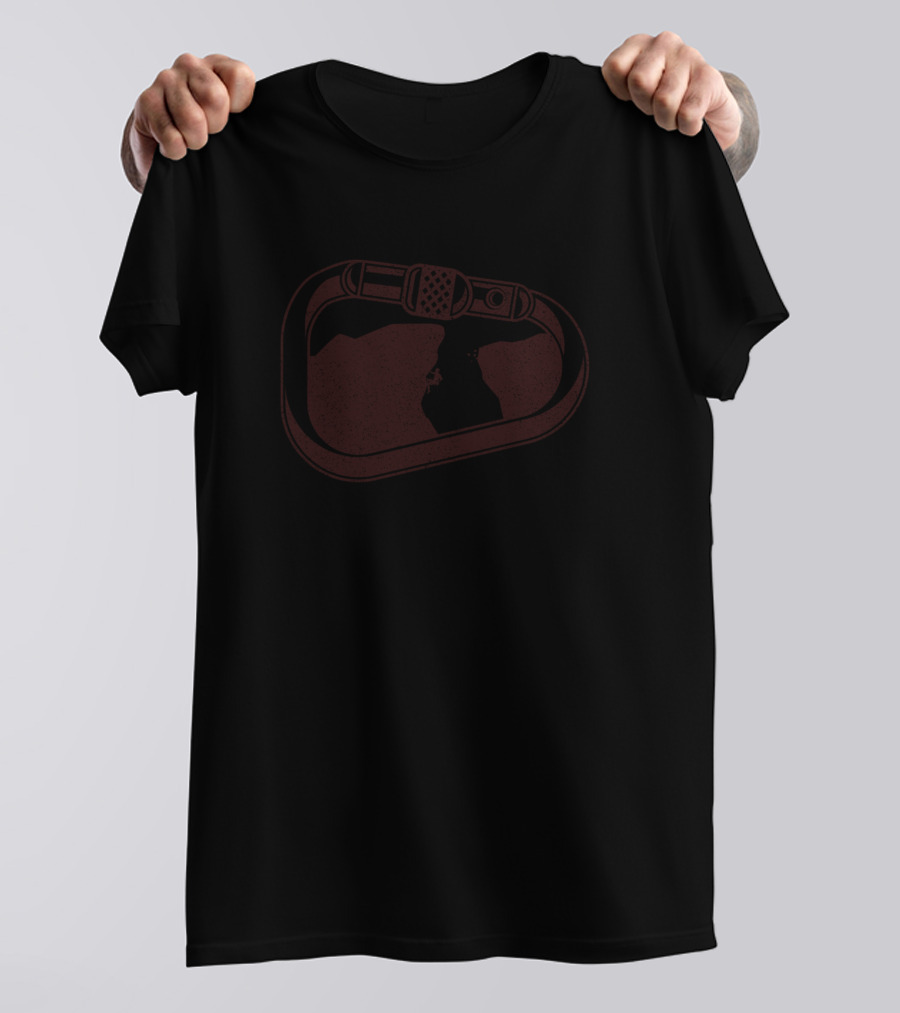 Vintage Retro Climbing Sunset With Carabiner Icon For Your Daily Life T-Shirt