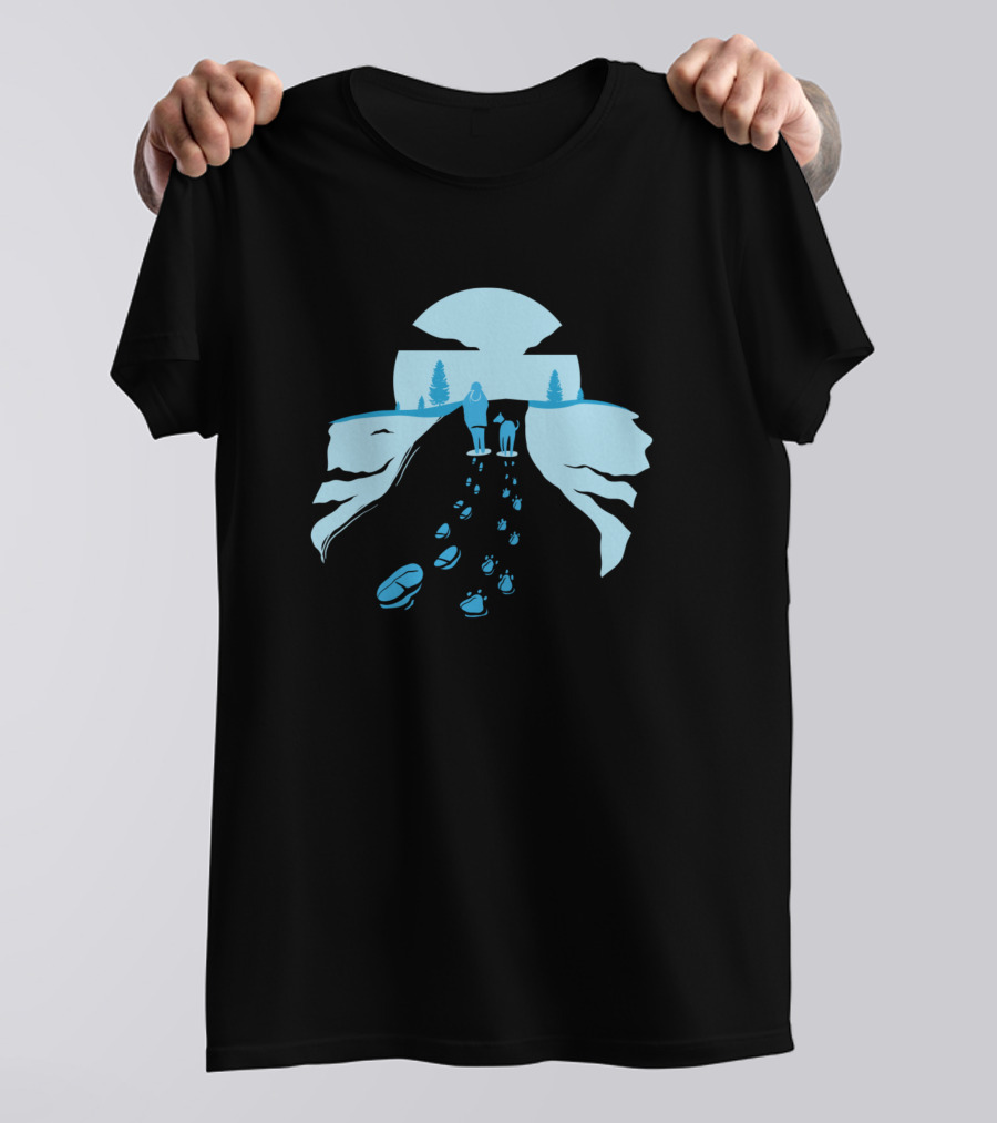 Winter Walks Snowy Landscape Footprints Pathway T-Shirt