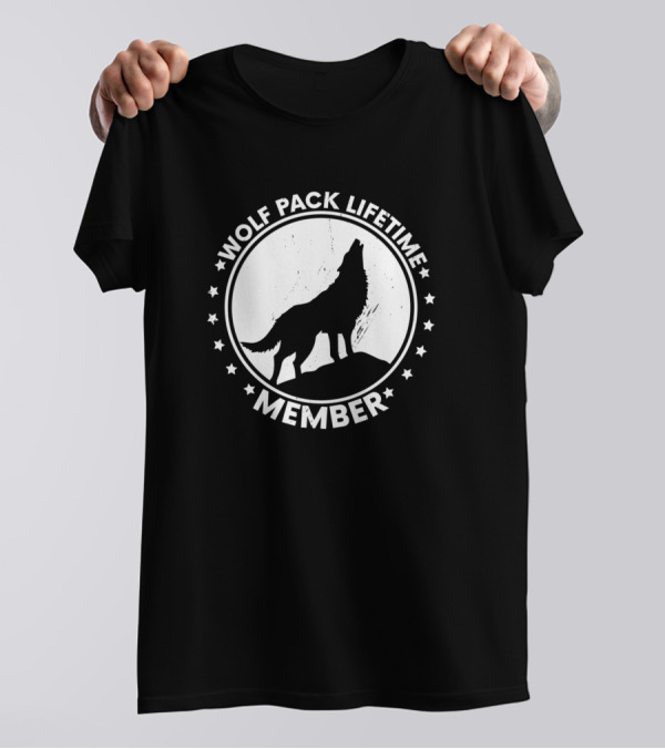 WOLF PACK LIFETIME MEMBER SILHOUETTE CIRCLE STARS T-Shirt