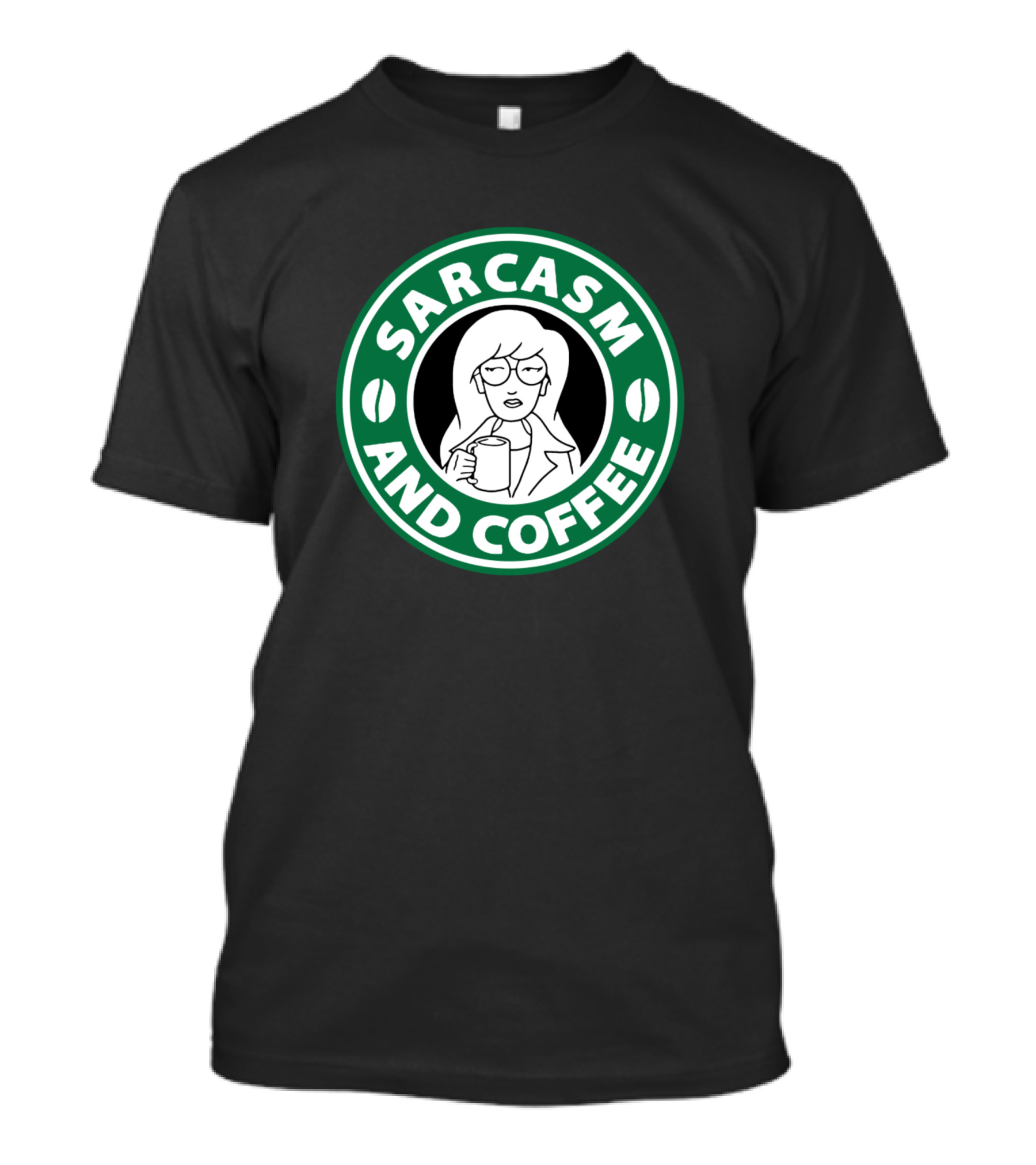 Sarcasm And Coffee Parody Emblem With Coffee Mug T-Shirt