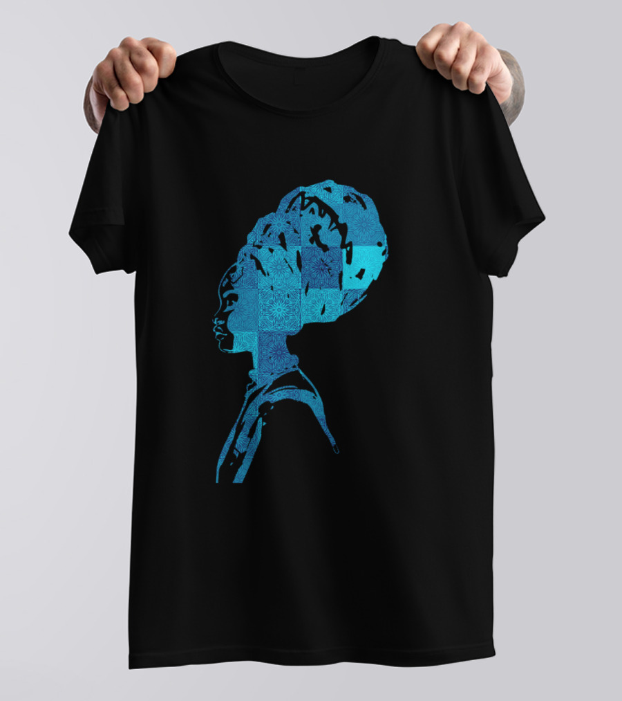 African Woman Blue Artistic T-Shirt