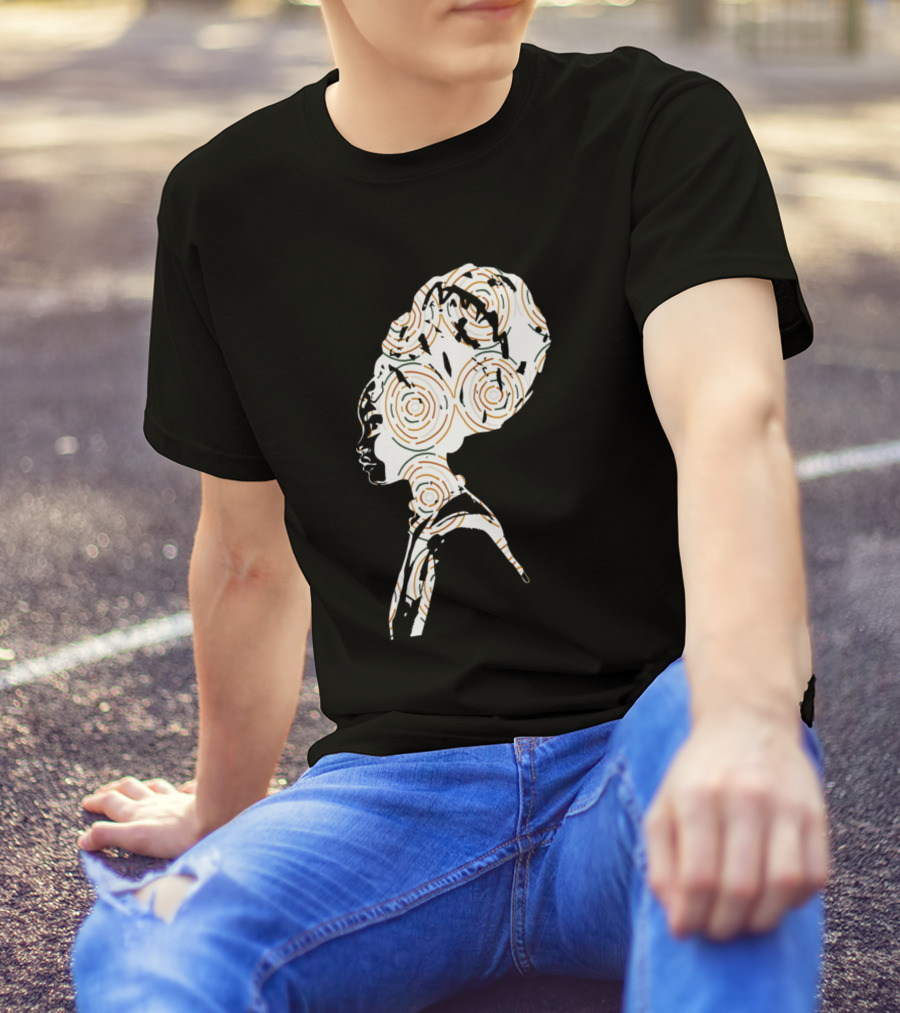African Woman Profile With Artistic Swirl T-Shirt