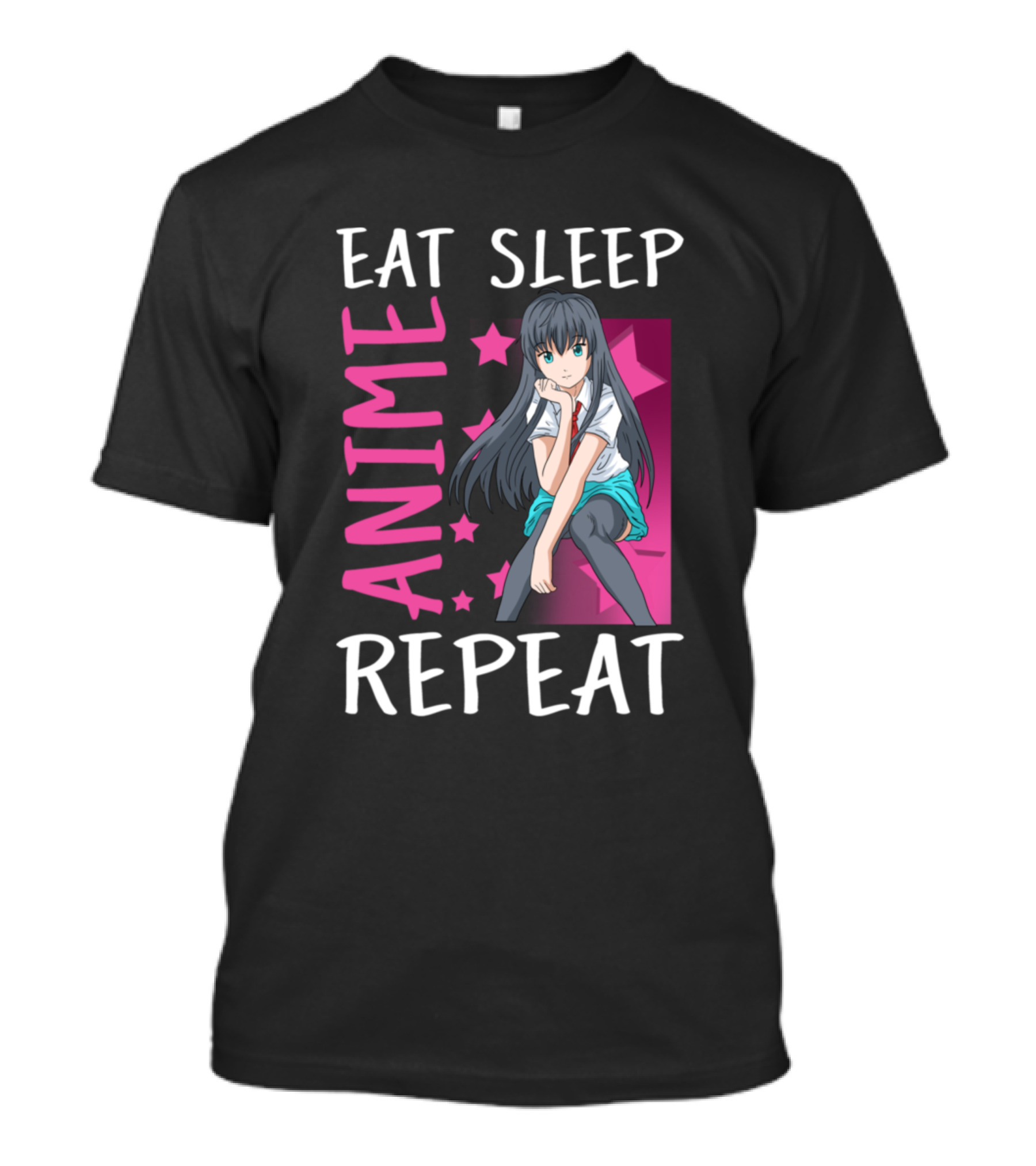 Eat Sleep Anime Repeat Anime Women Stars T-Shirt