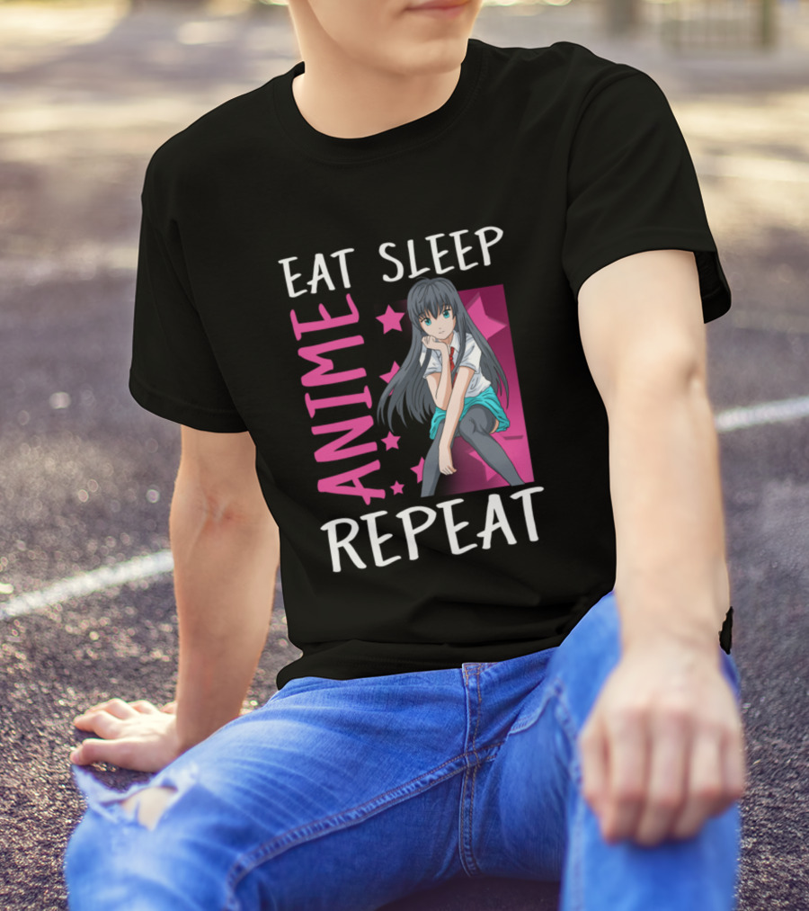 Eat Sleep Anime Repeat Anime Women Stars T-Shirt