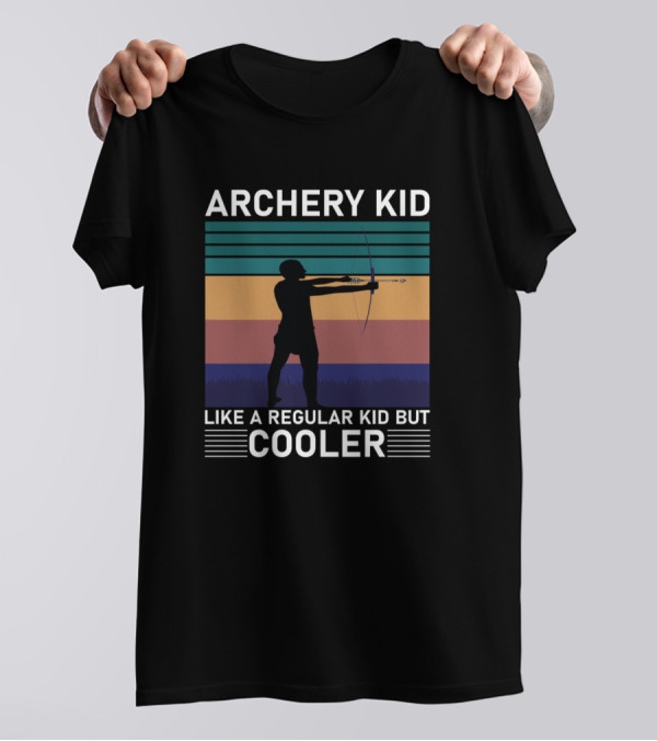 Archery Kid Like A Regular Kid But Cooler Retro Silhouette Sunset T-Shirt