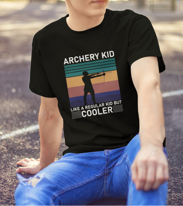 Archery Kid Like A Regular Kid But Cooler Retro Silhouette Sunset T-Shirt