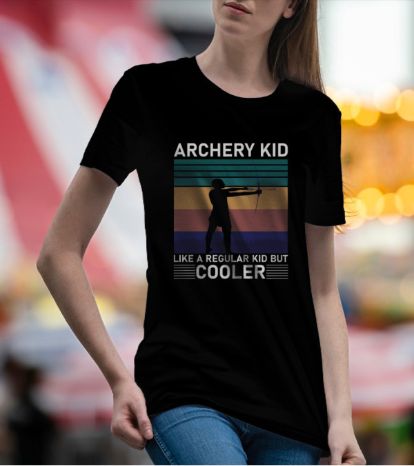 Archery Kid Like A Regular Kid But Cooler Retro Silhouette Sunset T-Shirt