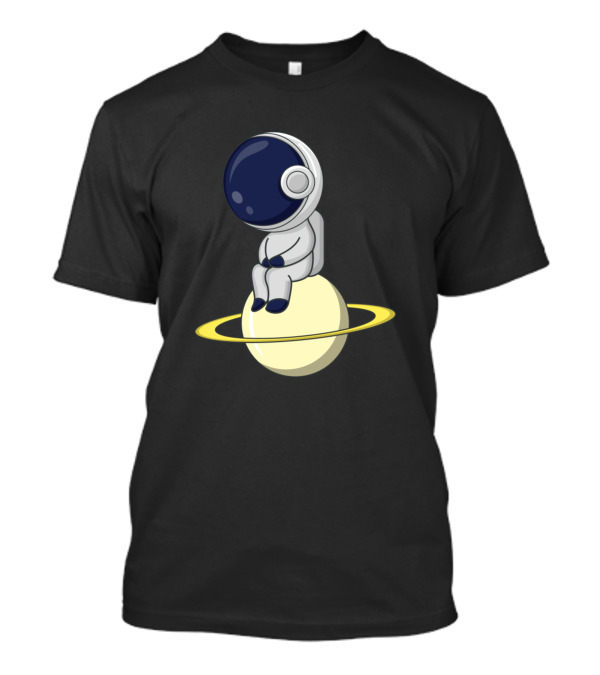 Astronaut Sitting On Moon With Rings T-Shirt
