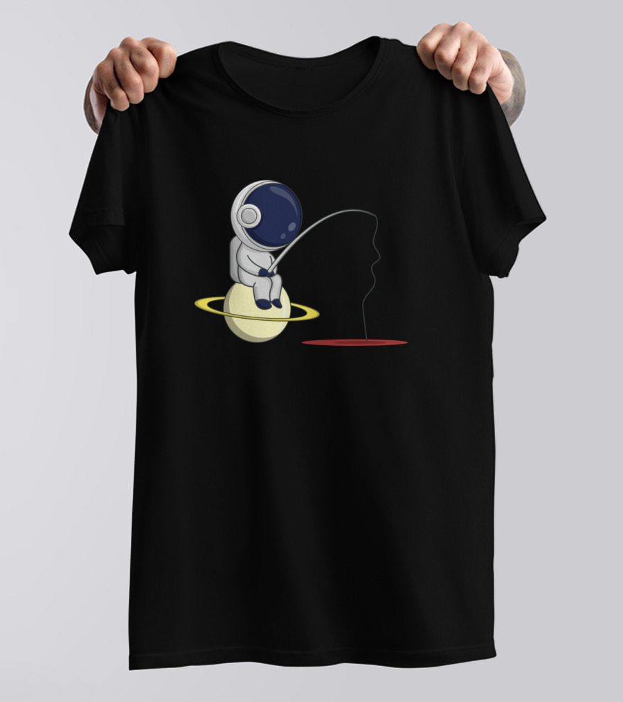 Astronaut Fishing On Saturn Ring With Cosmic Space T-Shirt