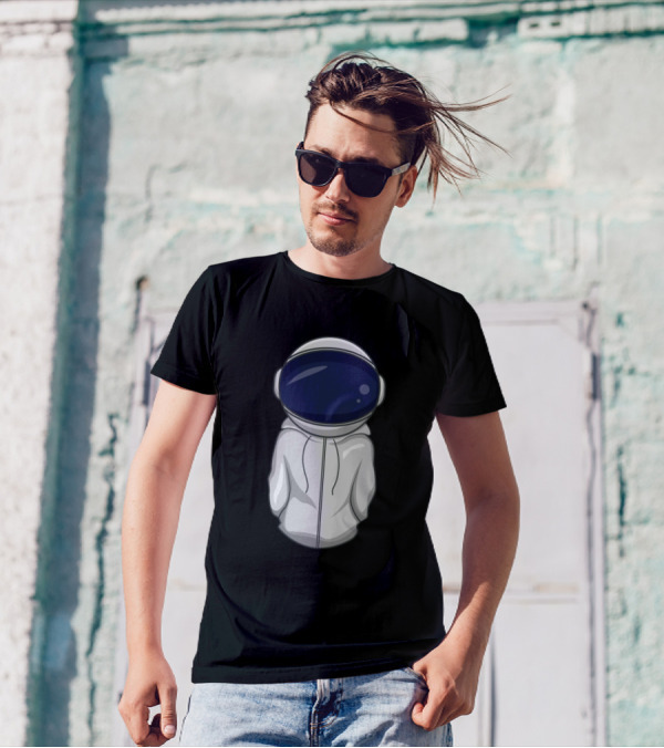 Astronaut In White Hoodie With Space Helmet Back View T-Shirt