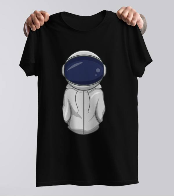 Astronaut In White Hoodie With Space Helmet Back View T-Shirt