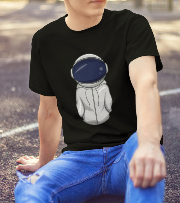Astronaut In White Hoodie With Space Helmet Back View T-Shirt