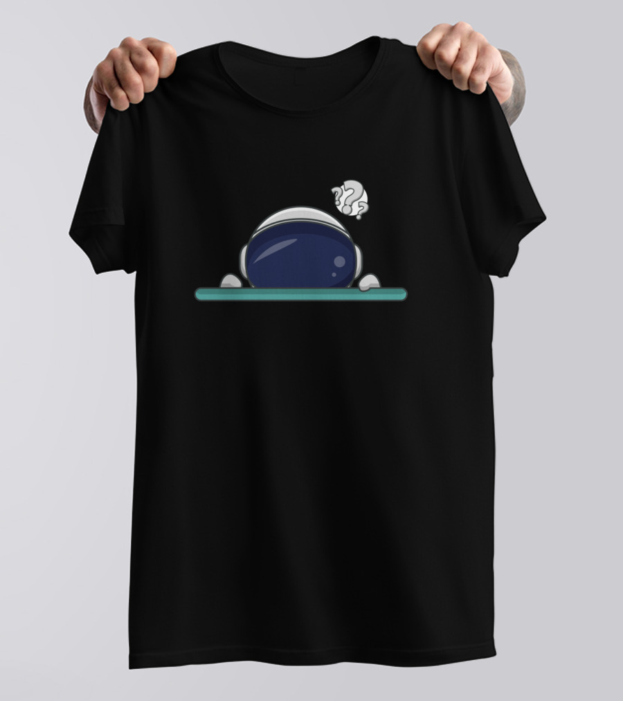 Astronot Curious Helmet Peeking Space Puzzle T-Shirt