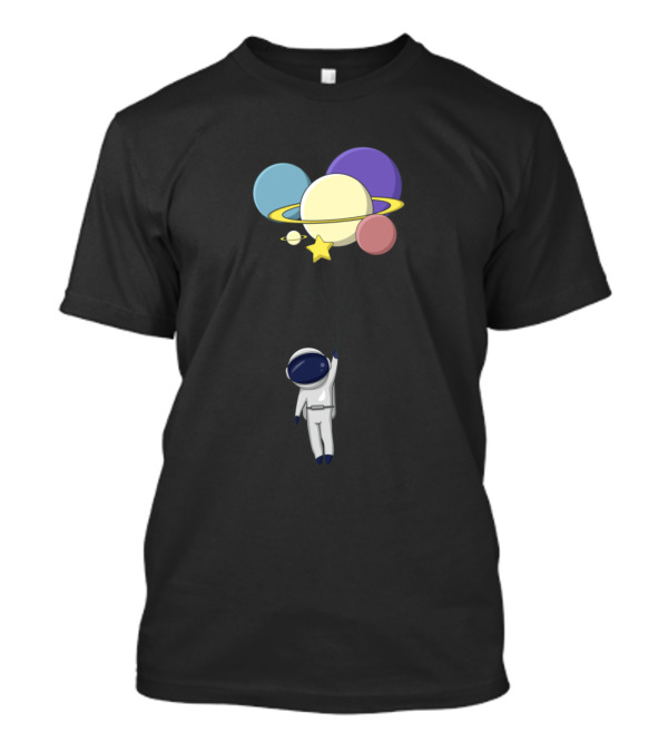 Astronaut Floating With Planets And Star Balloons T-Shirt