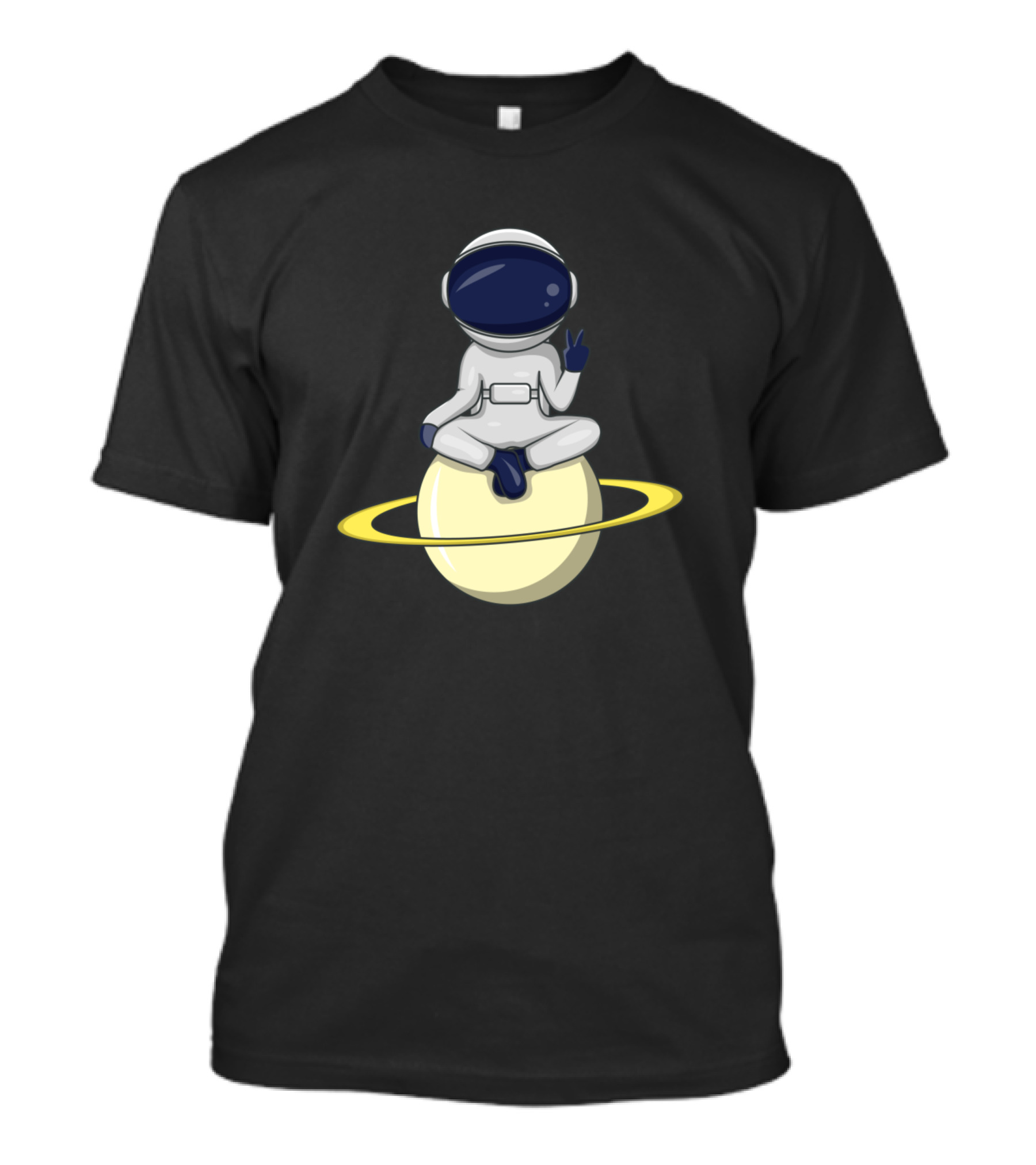 Astronout Peaceful Astronaut Sitting On Planet Saturn T-Shirt
