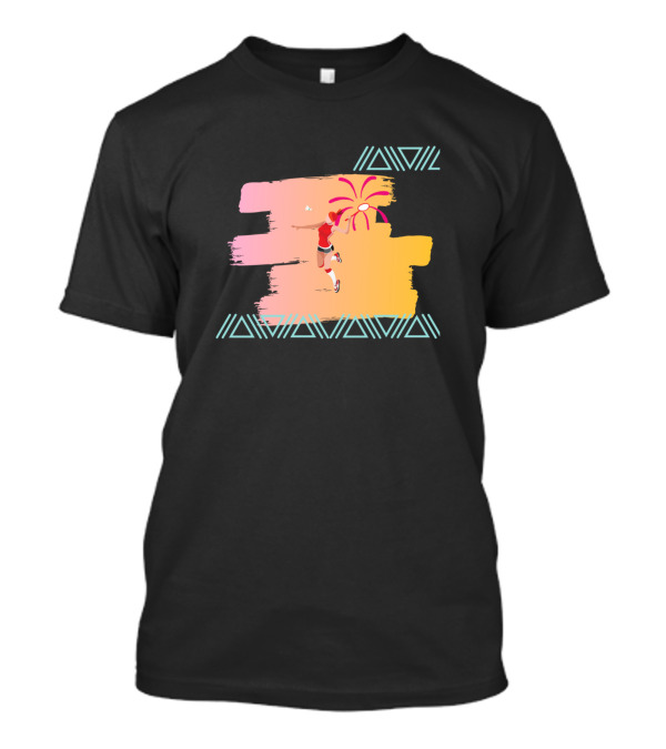 Badminton Energetic Player Abstract Design With Tribal T-Shirt