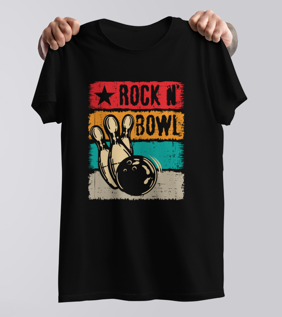 Rock N' Bowl Bowling Sports Vintage T-Shirt