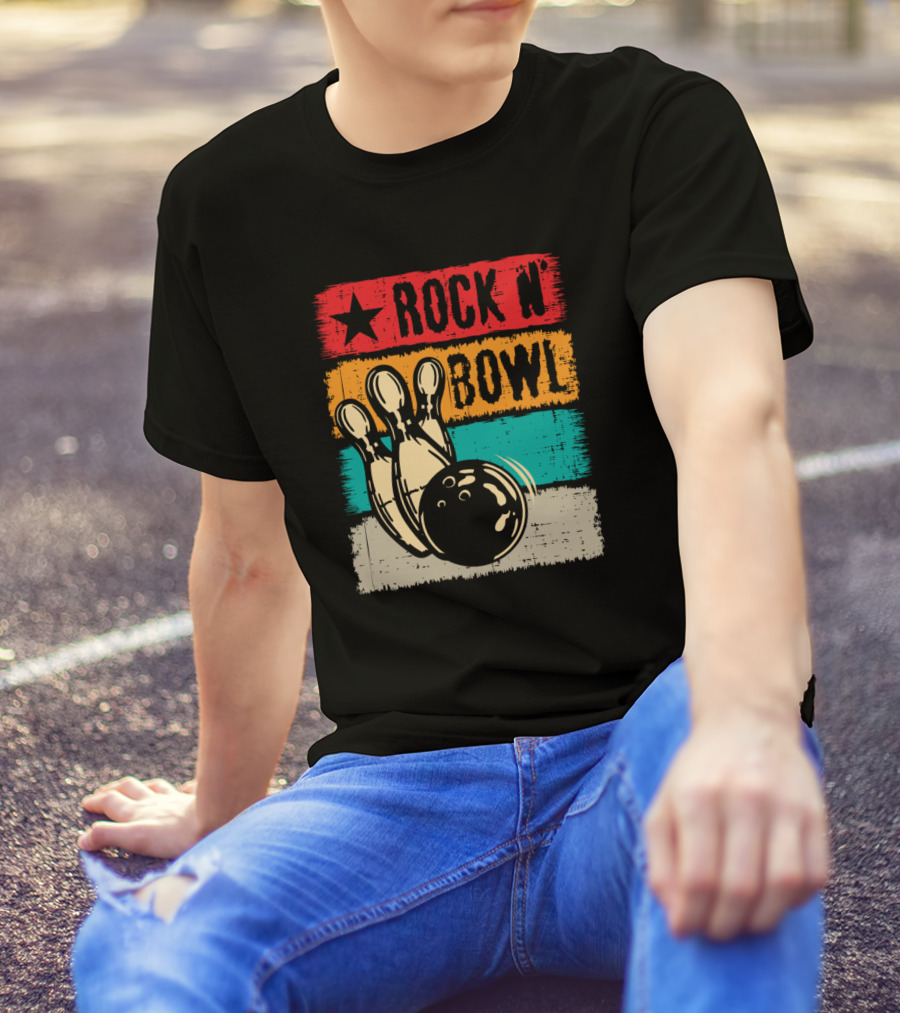 Rock N' Bowl Bowling Sports Vintage T-Shirt