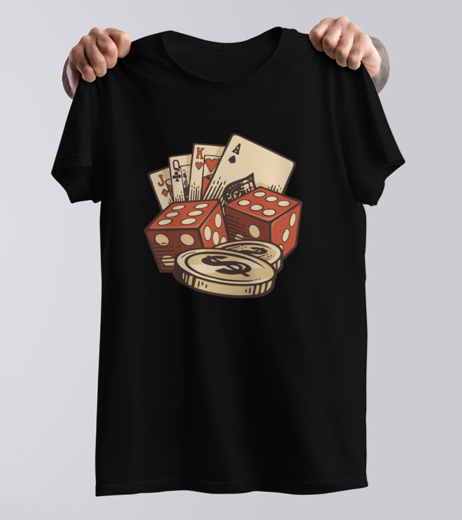 Jack Queen King Ace Dice Coins T-Shirt