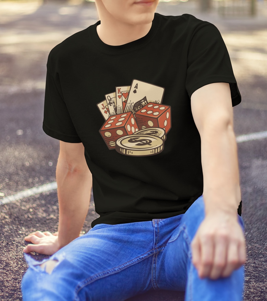 Jack Queen King Ace Dice Coins T-Shirt