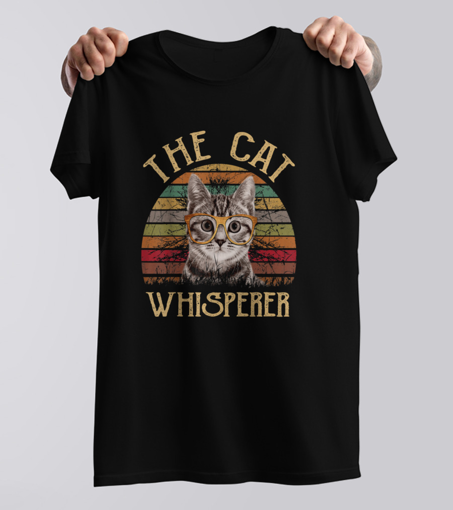 THE CAT WHISPERER Retro Glasses Cat T-Shirt