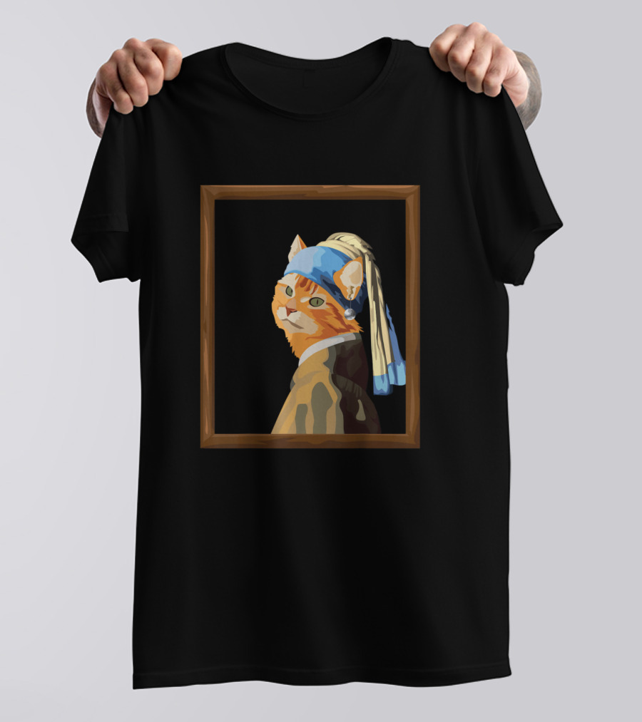 Cat With A Pearl Earring Art Parody Iconic T-Shirt