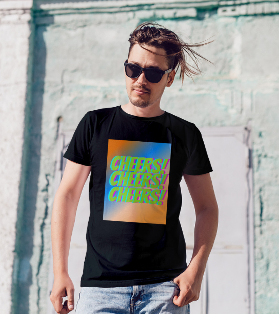 Cheers Cheers Cheers Bright Multicolor Retro T-Shirt