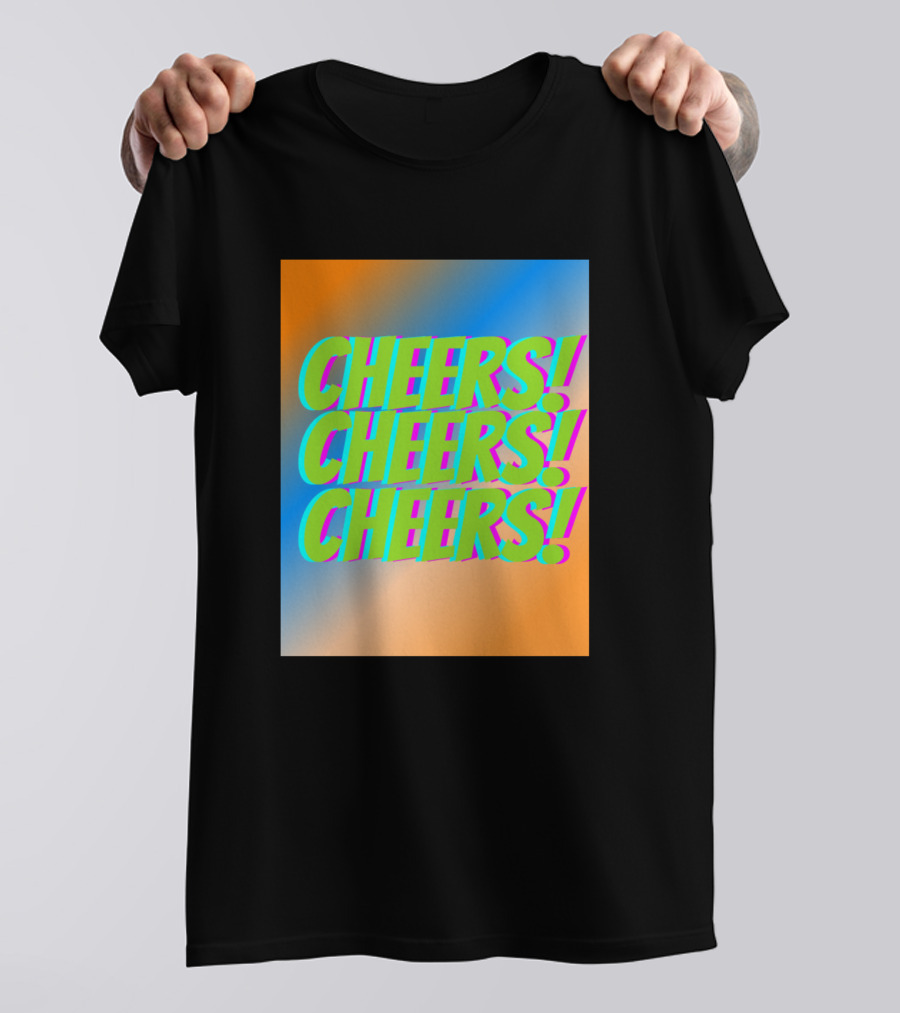 Cheers Cheers Cheers Bright Multicolor Retro T-Shirt