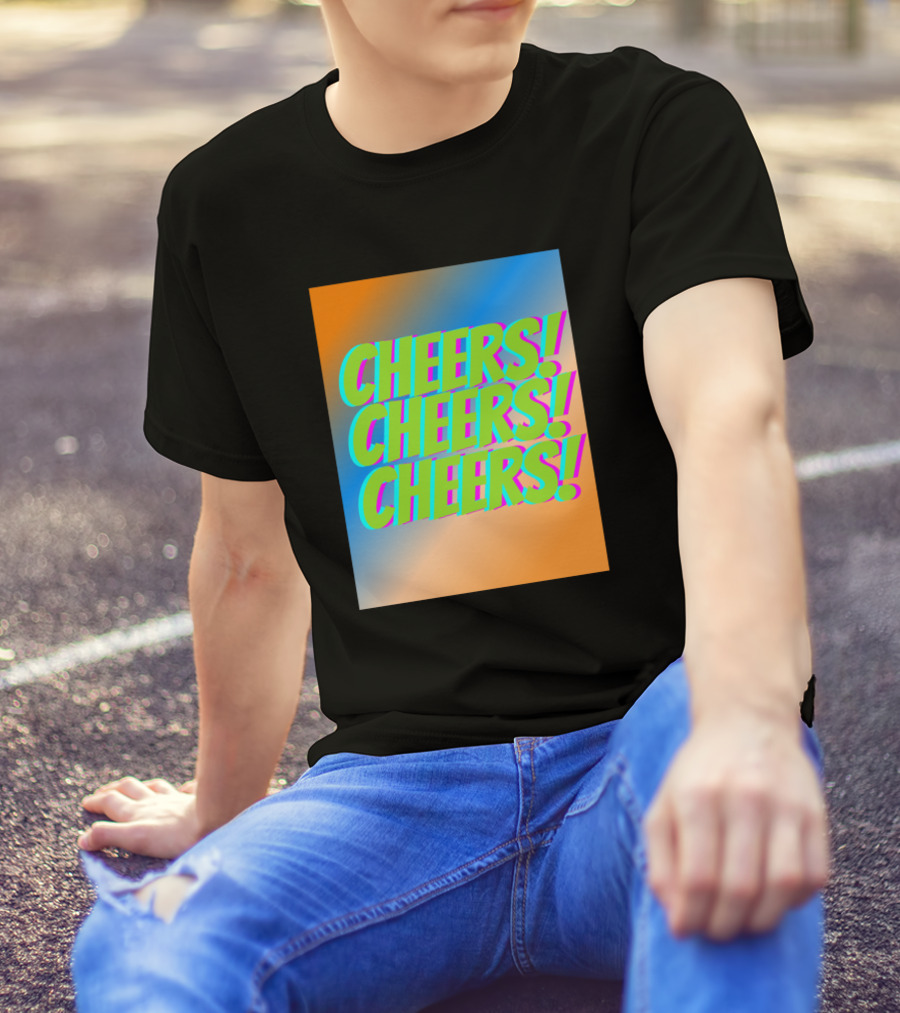 Cheers Cheers Cheers Bright Multicolor Retro T-Shirt