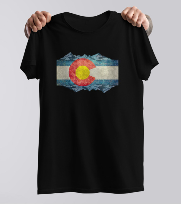 Colorado Flag With Mountains And Emblem T-Shirt