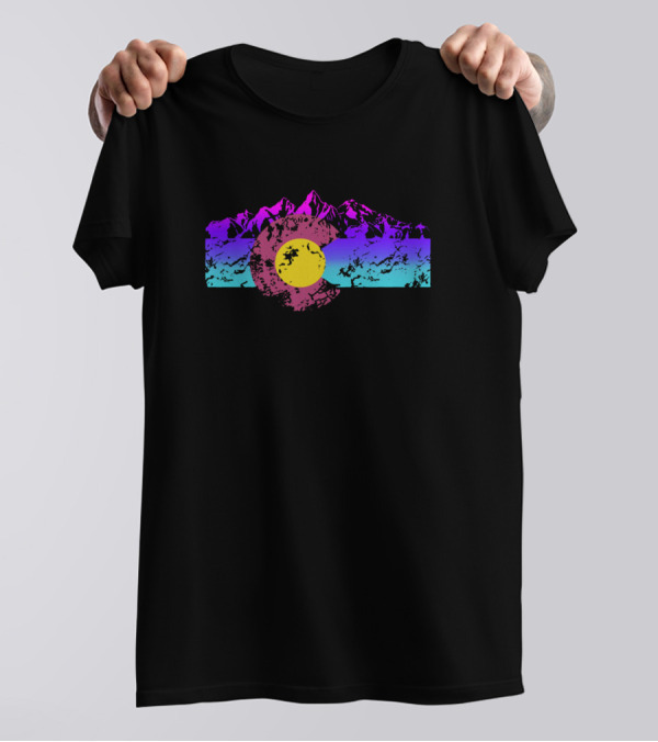 Colorado Flag Colorful Rocky Mountains Purple Sky Edition T-Shirt