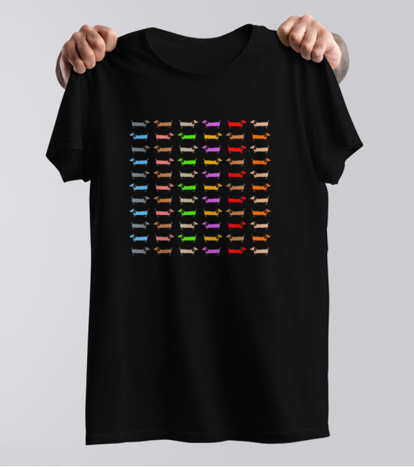 Colorful Dachshund Dachshund Pattern Multicolor Dogs T-Shirt