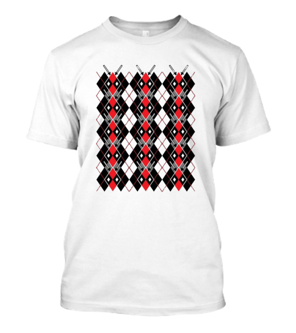 Deadpool Argyle Pattern Black And Red Diamond Print T-Shirt