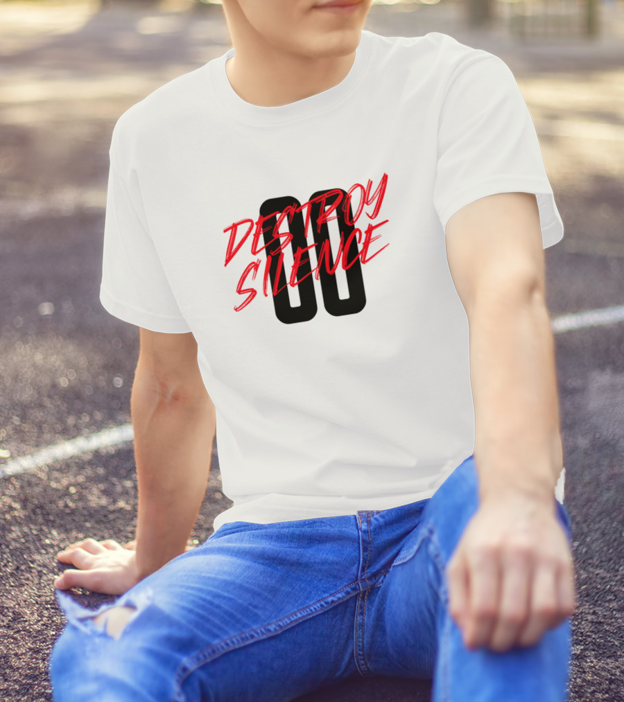 Destroy Silence 00 Bold Red Lettering T-Shirt